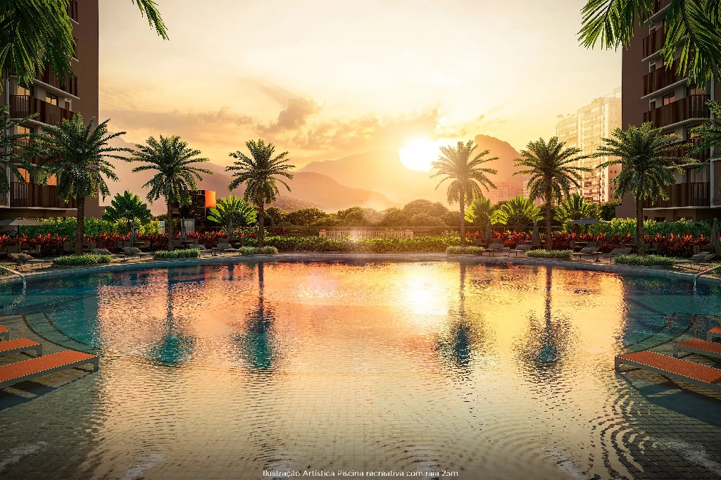 Ilustração Artística - Piscina Recreativa com Raia
